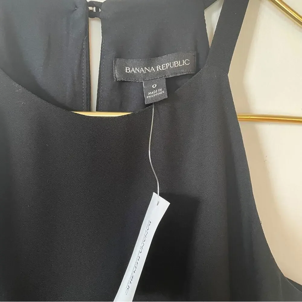 NWT Banana Republic Black Halter Wide Leg Jumpsuit 0 - Picture 7 of 8